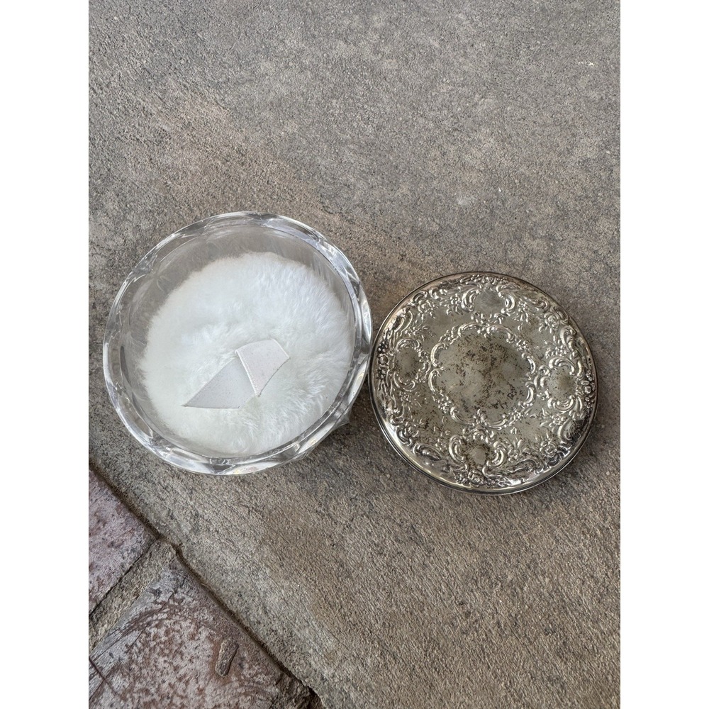 Vintage TOWLE STERLING Silver Powder Vanity Dresser Jar Crystal Glass